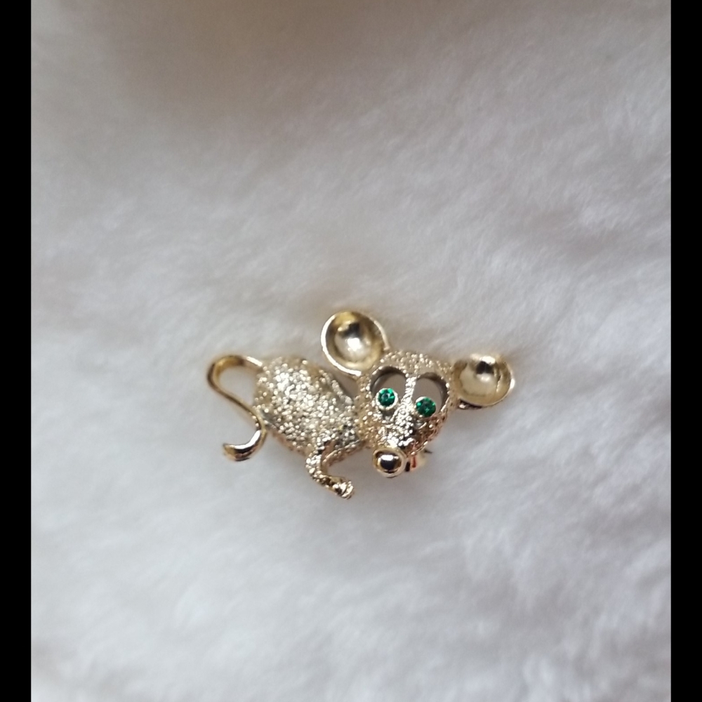 Gerrys Rhinestone Mouse Brooch - image 2